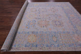 Grey Geometric Fine Serapi Hand Knotted Wool Rug - 9' 3" X 12' 2" - Golden Nile