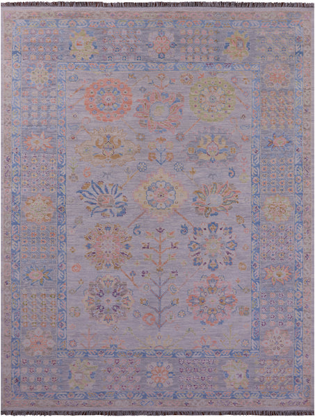 Grey Geometric Fine Serapi Hand Knotted Wool Rug - 9' 3" X 12' 2" - Golden Nile