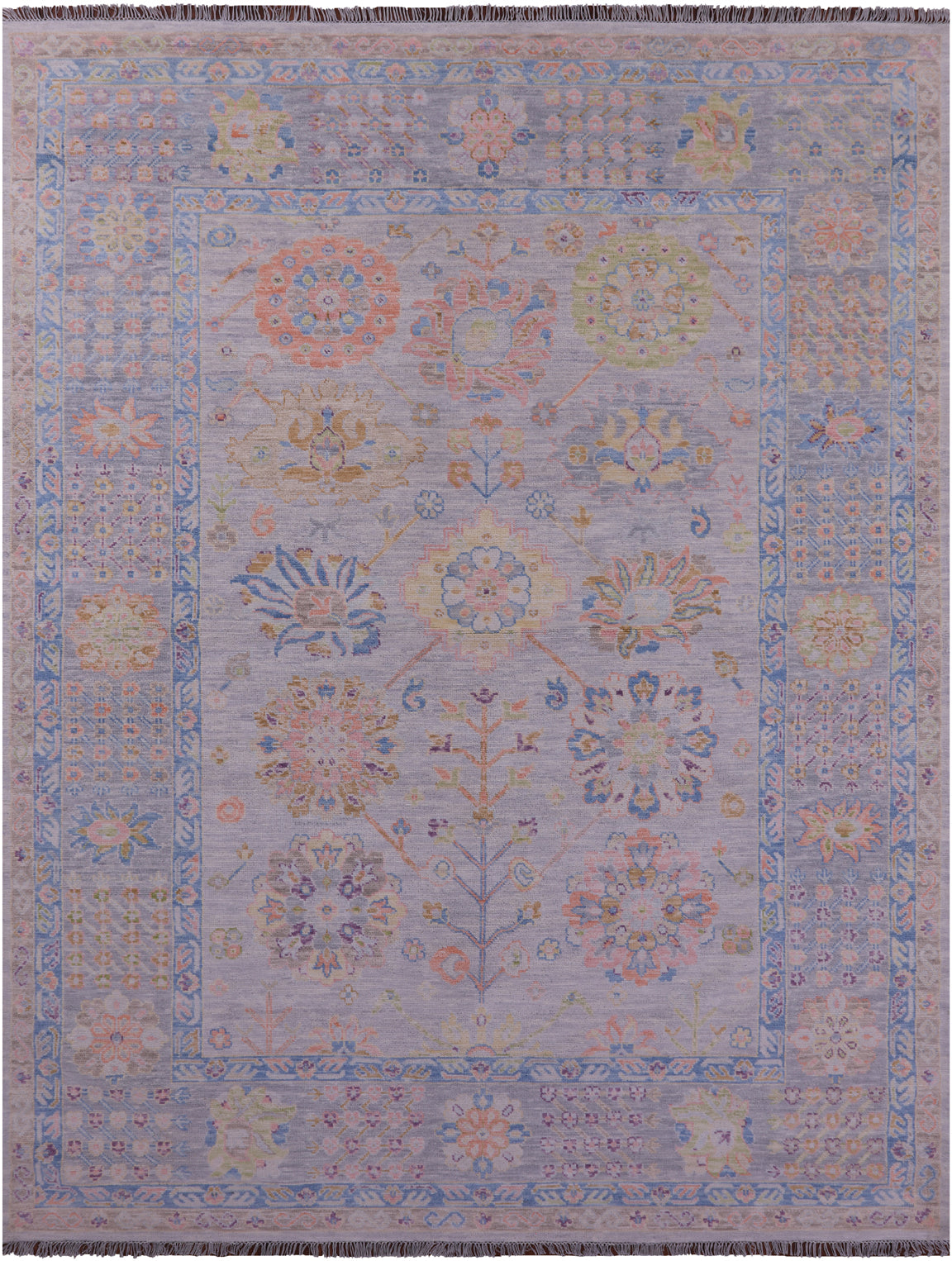 Grey Geometric Fine Serapi Hand Knotted Wool Rug - 9' 3" X 12' 2" - Golden Nile