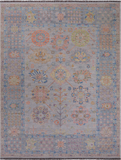 Grey Geometric Fine Serapi Hand Knotted Wool Rug - 9' 3" X 12' 2"