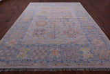 Grey Geometric Fine Serapi Hand Knotted Wool Rug - 9' 3" X 12' 2" - Golden Nile