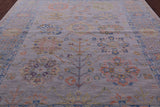 Grey Geometric Fine Serapi Hand Knotted Wool Rug - 9' 3" X 12' 2" - Golden Nile