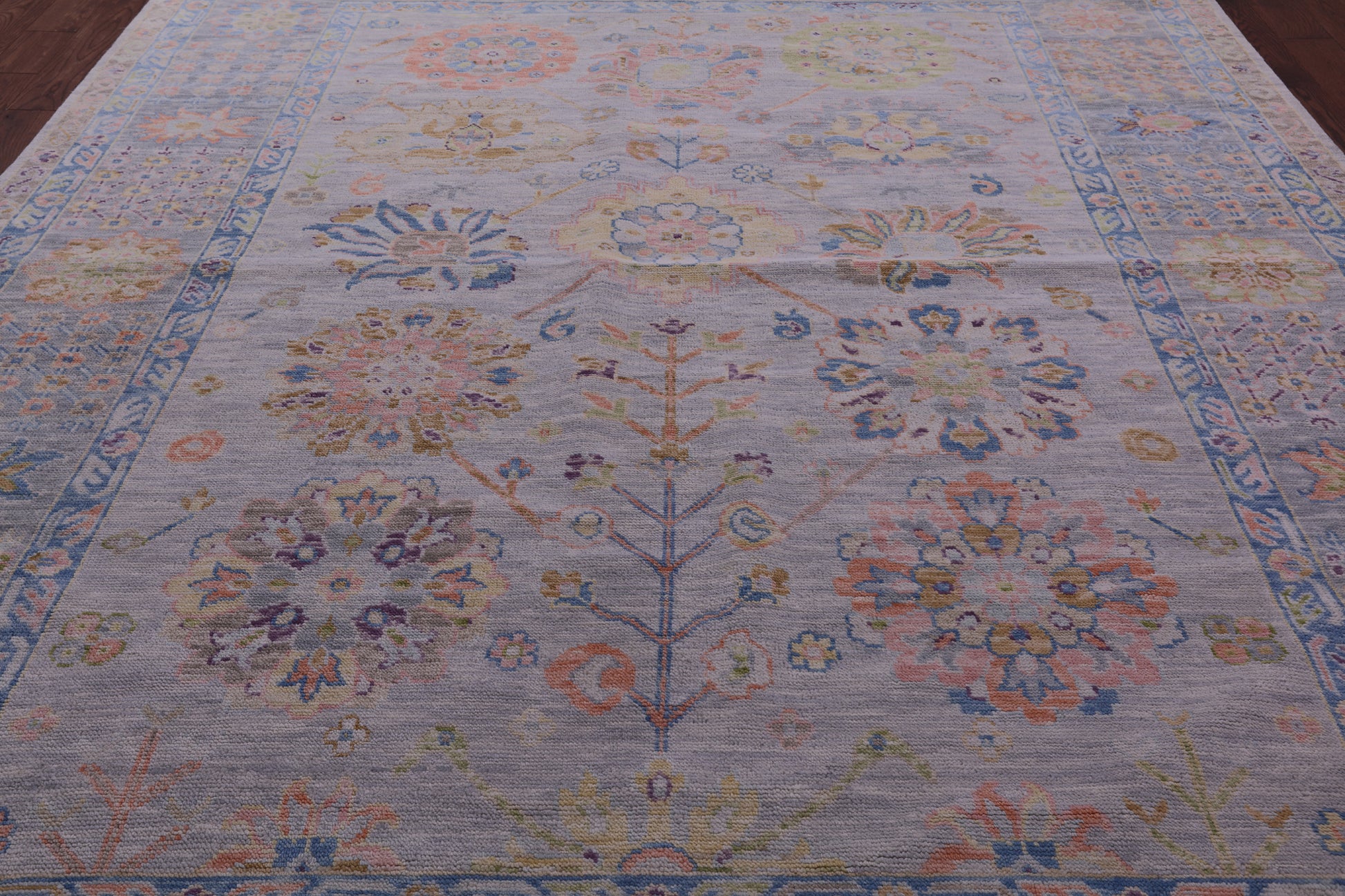 Grey Geometric Fine Serapi Hand Knotted Wool Rug - 9' 3" X 12' 2" - Golden Nile