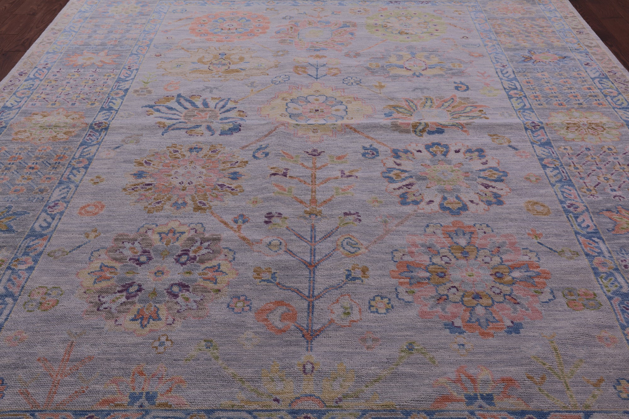 Grey Geometric Fine Serapi Hand Knotted Wool Rug - 9' 3" X 12' 2" - Golden Nile