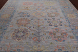 Grey Geometric Fine Serapi Hand Knotted Wool Rug - 9' 3" X 12' 2"