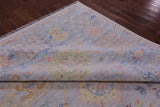 Grey Geometric Fine Serapi Hand Knotted Wool Rug - 9' 3" X 12' 2" - Golden Nile