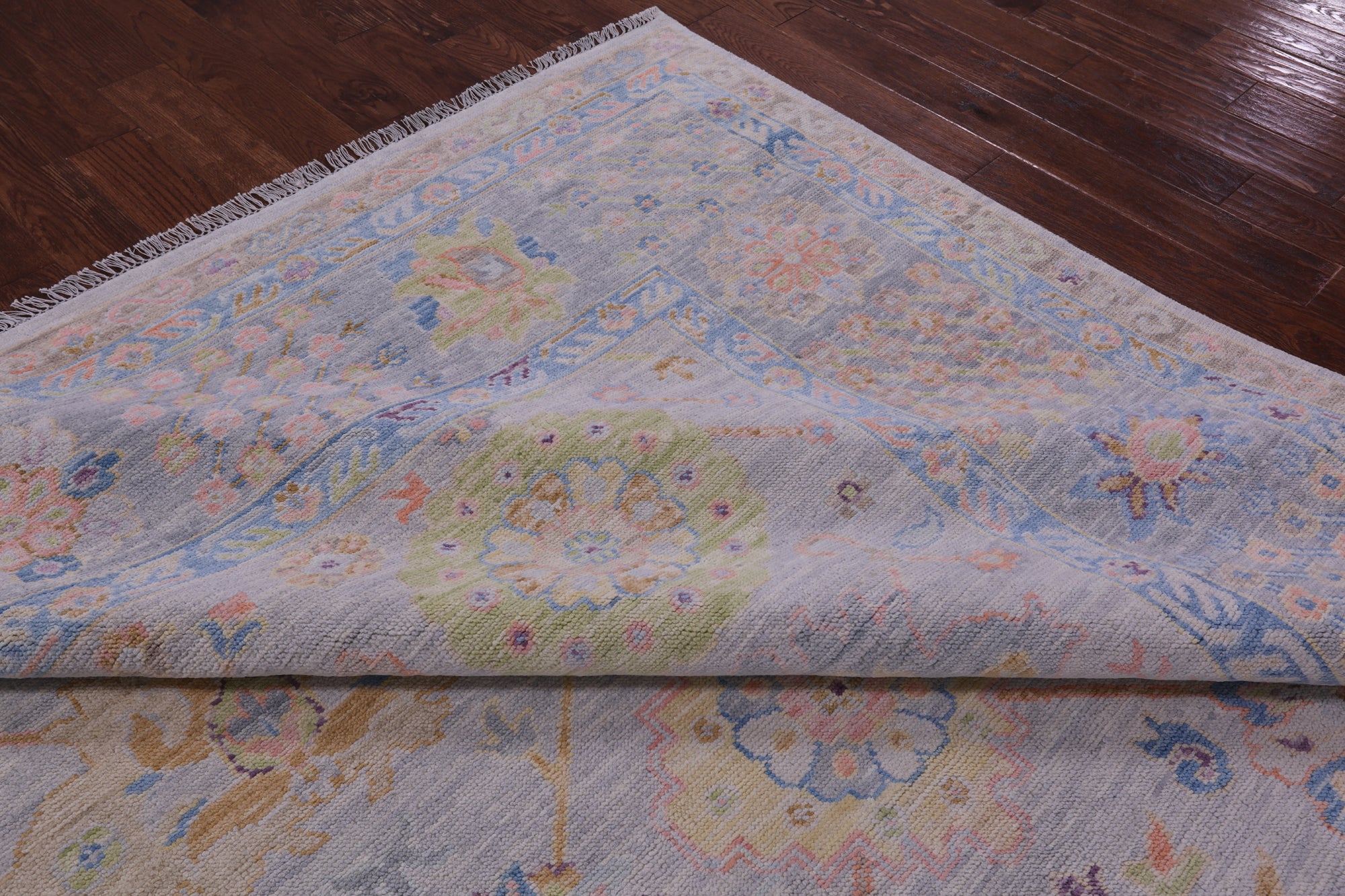 Grey Geometric Fine Serapi Hand Knotted Wool Rug - 9' 3" X 12' 2" - Golden Nile