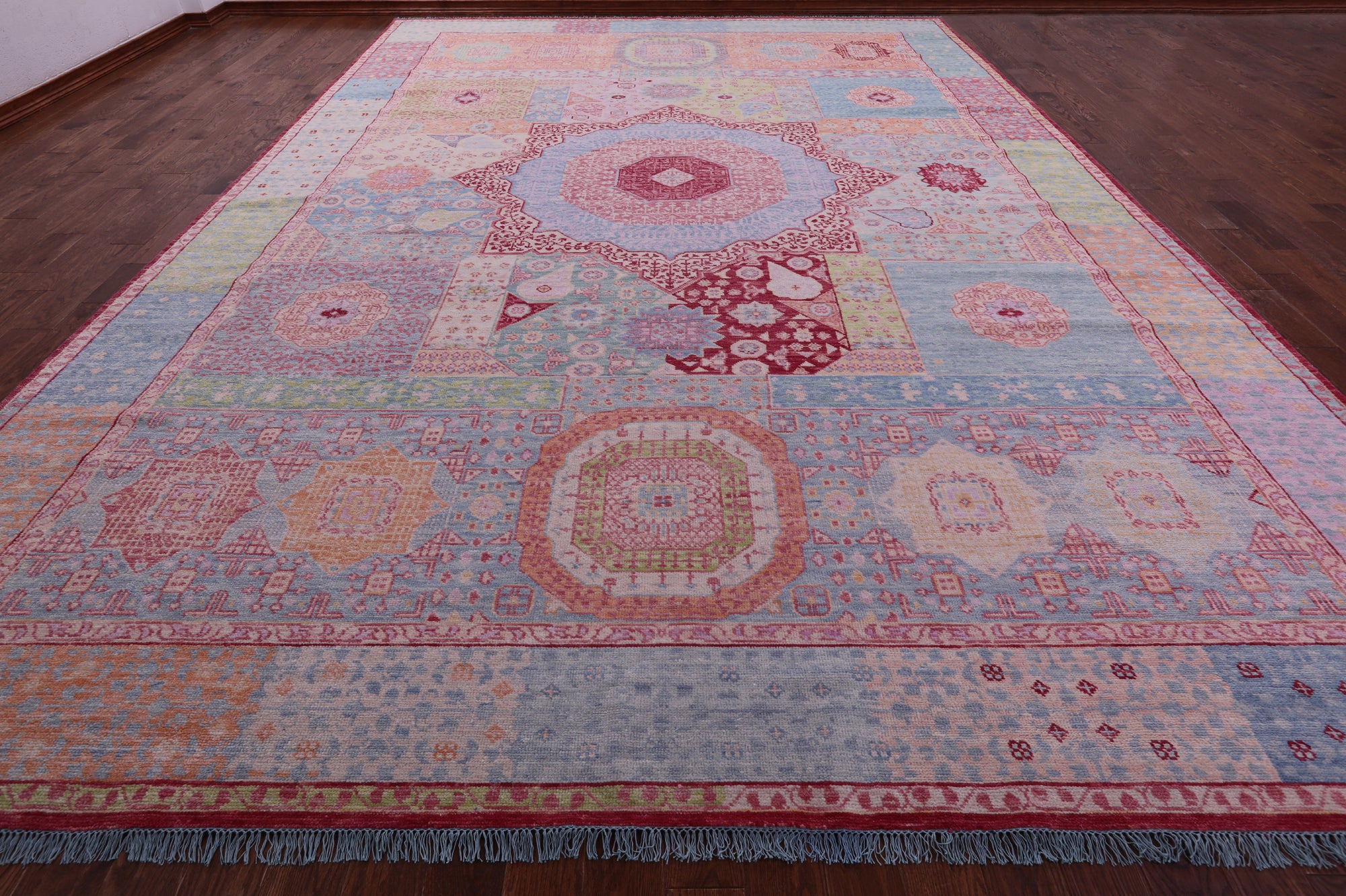 Geometric Persian Mamluk Hand Knotted Wool Rug - 12' 2" X 17' 11" - Golden Nile