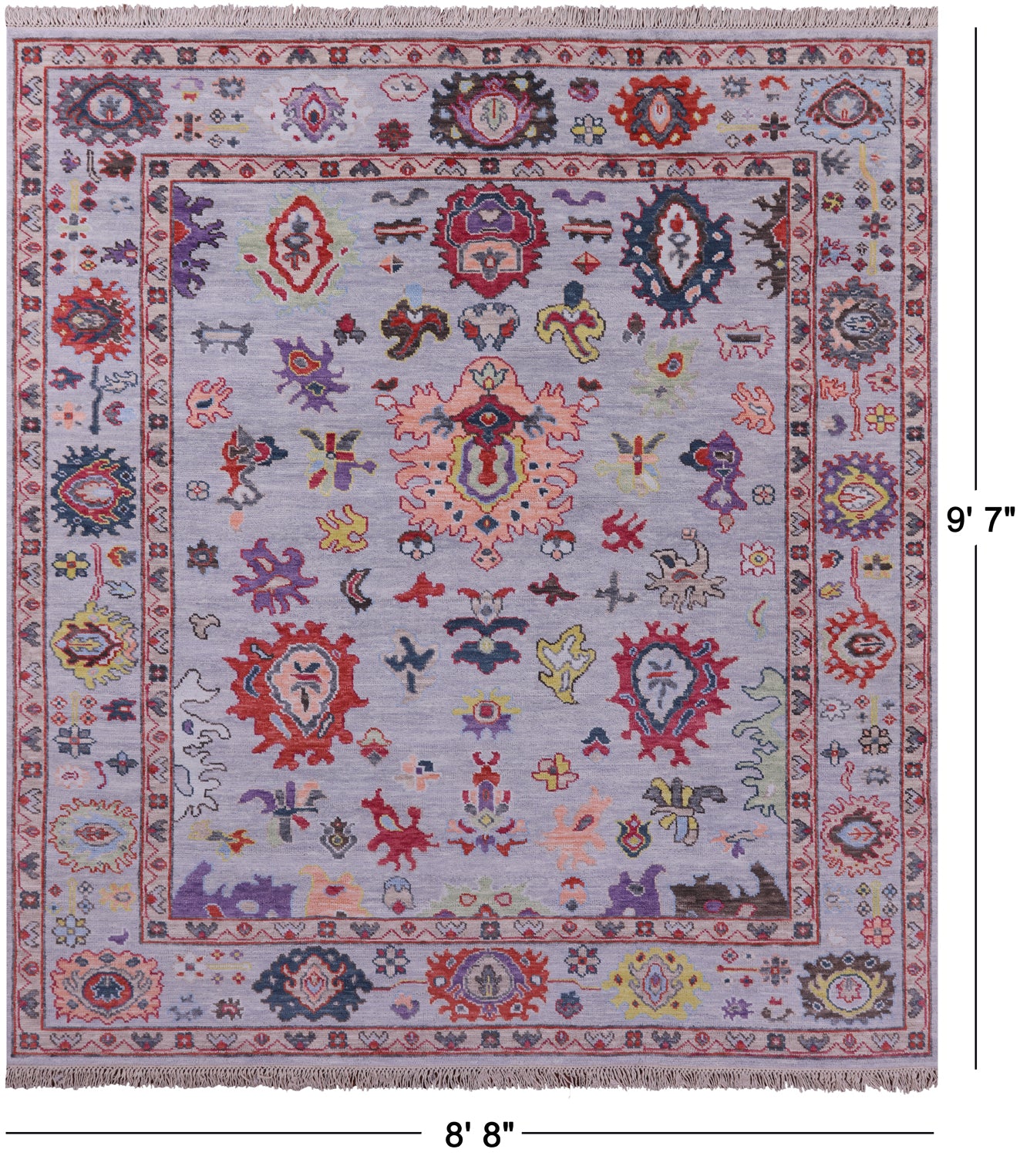 Turkish Oushak Hand Knotted Wool On Wool Rug - 8' 8" X 9' 7" - Golden Nile