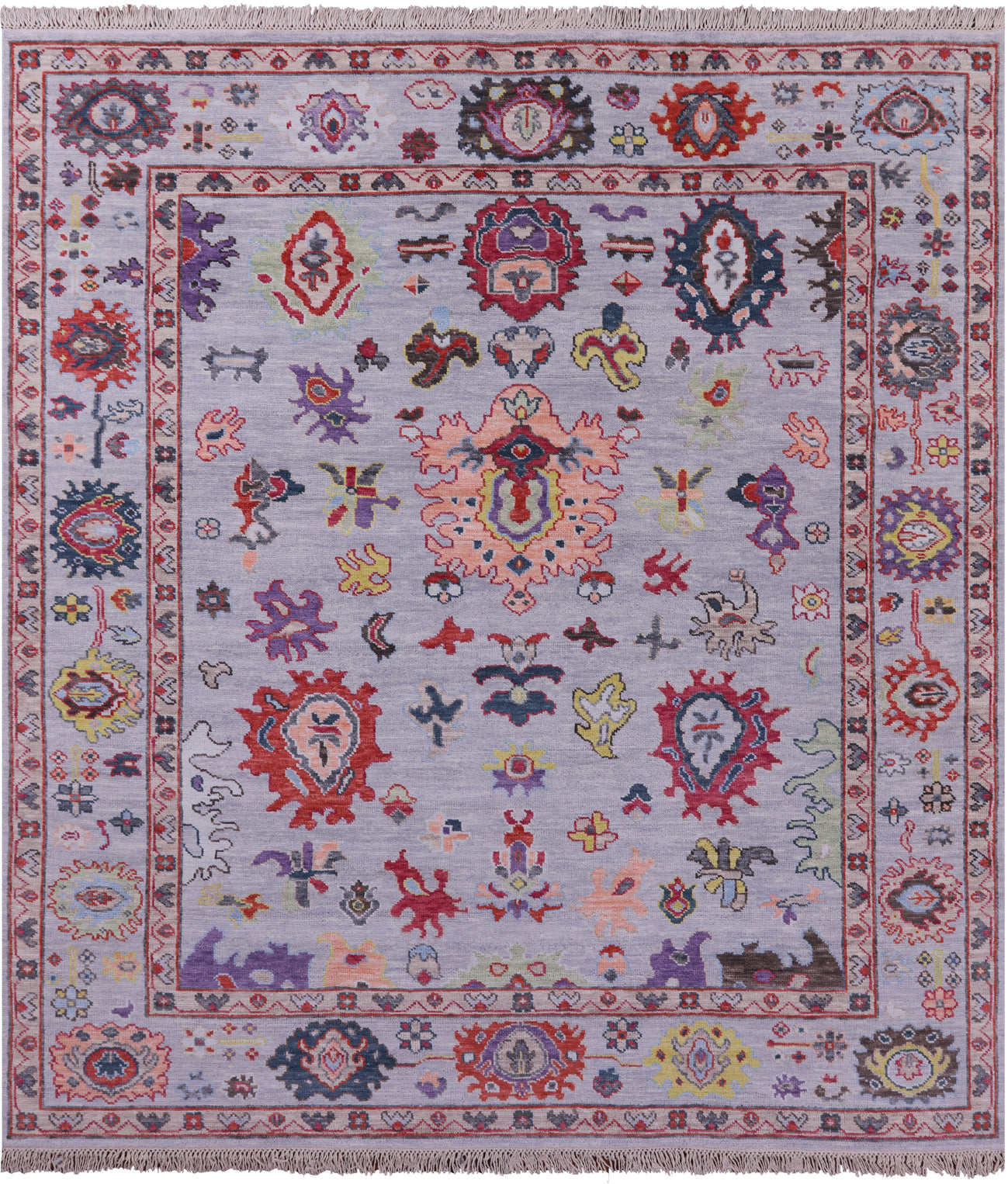 Turkish Oushak Hand Knotted Wool On Wool Rug - 8' 8" X 9' 7" - Golden Nile