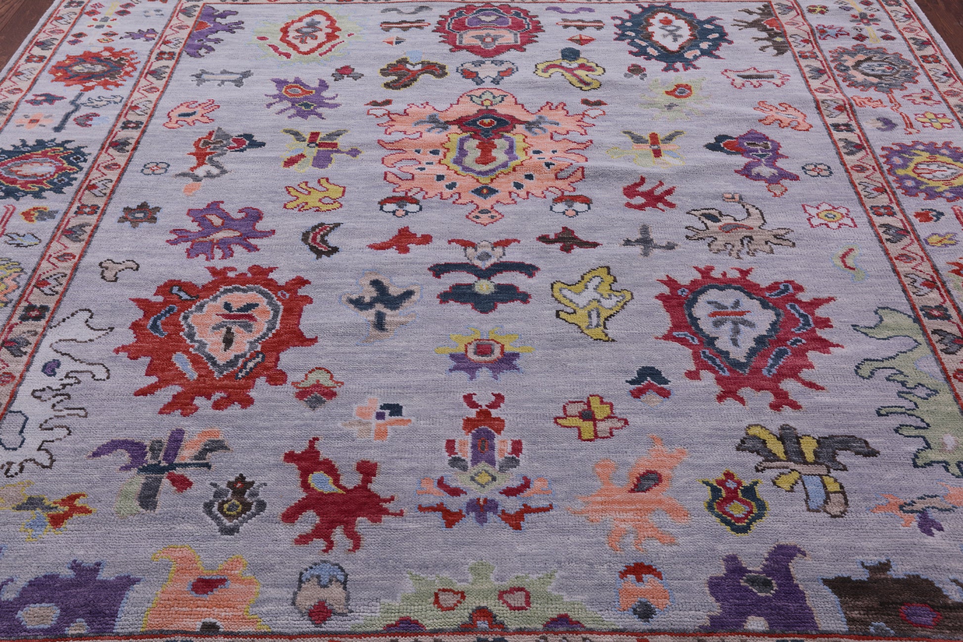 Turkish Oushak Hand Knotted Wool On Wool Rug - 8' 8" X 9' 7" - Golden Nile