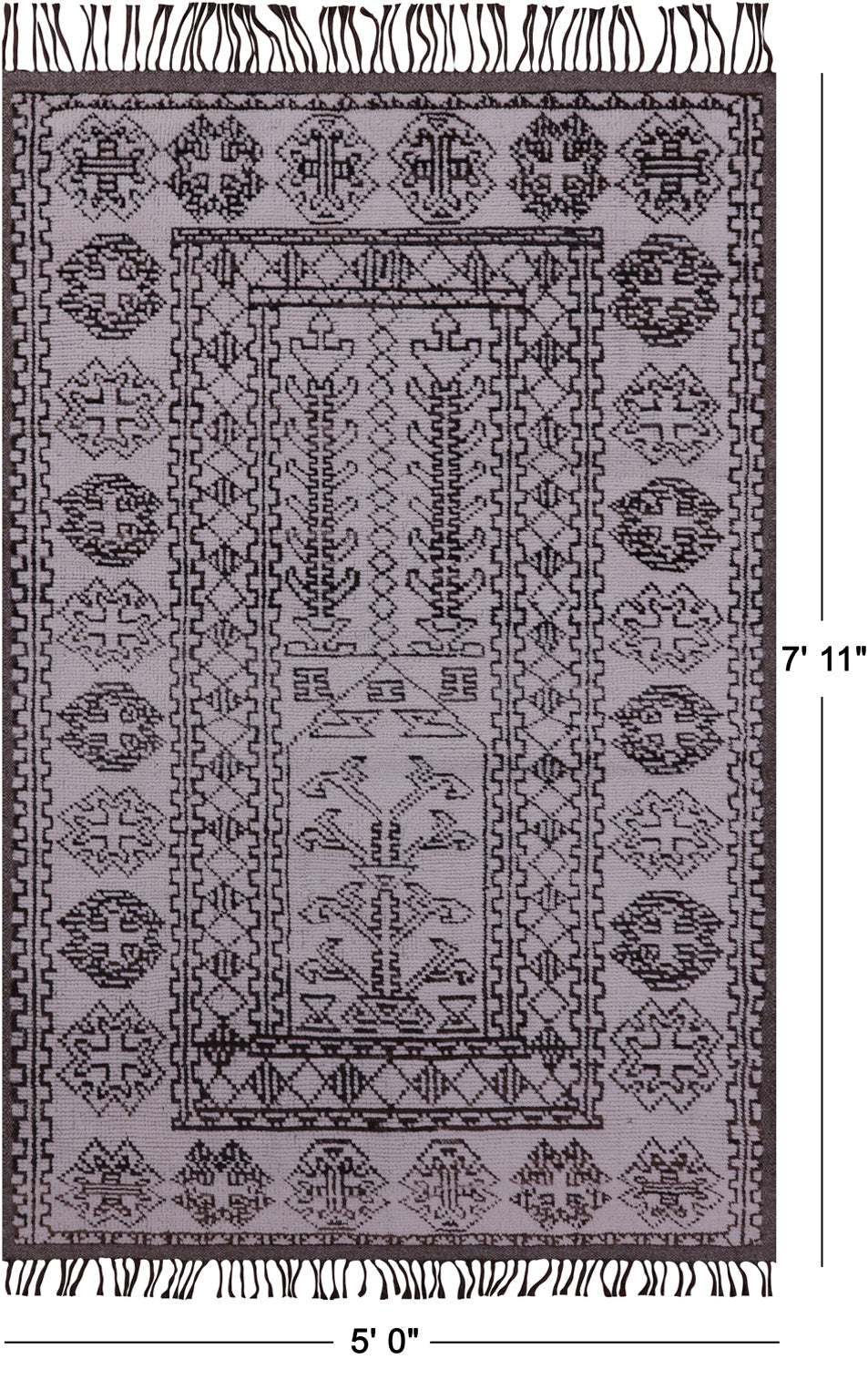 Tribal Moroccan Hand Knotted Wool On Wool Rug - 5' 0" X 7' 11" - Golden Nile