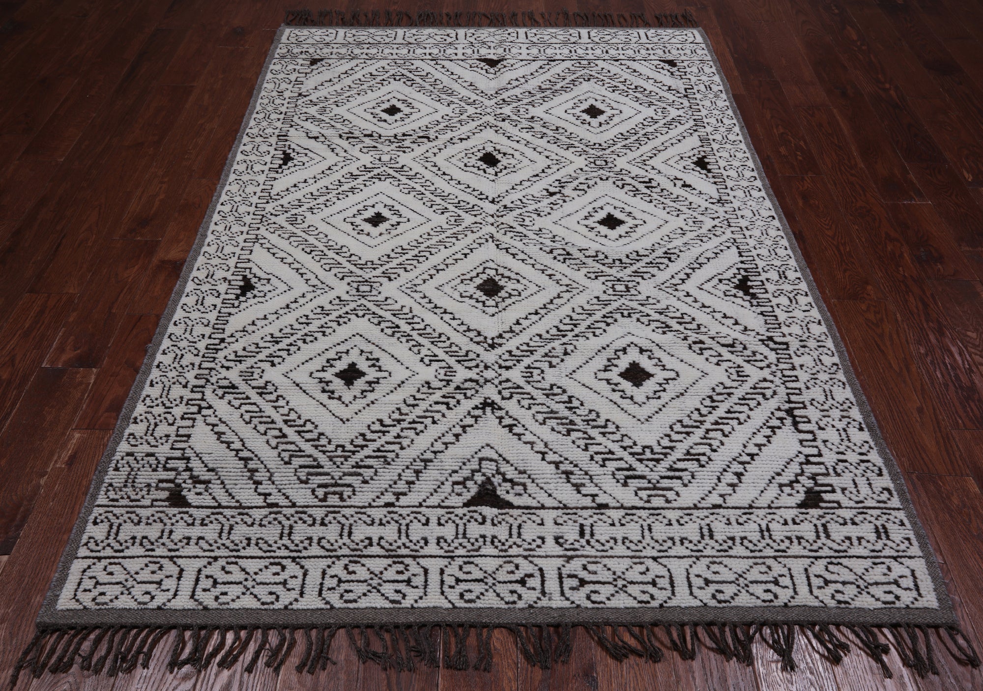 SUPER SALE Tribal Moroccan Hand Knotted Wool On Wool Rug - 5' 0" X 7' 8"