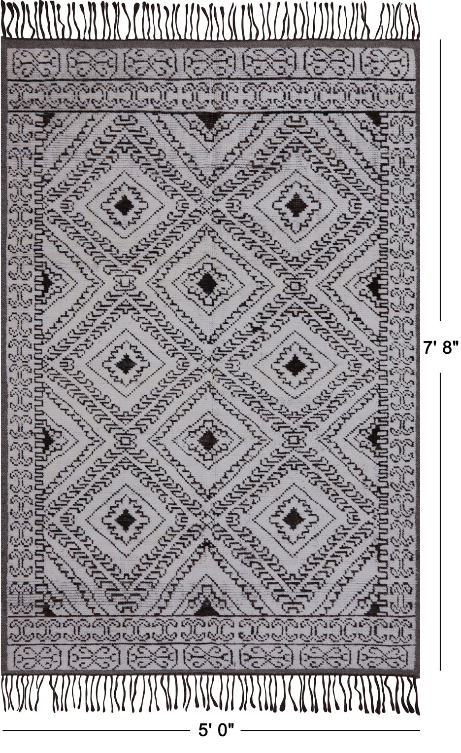 SUPER SALE Tribal Moroccan Hand Knotted Wool On Wool Rug - 5' 0" X 7' 8"
