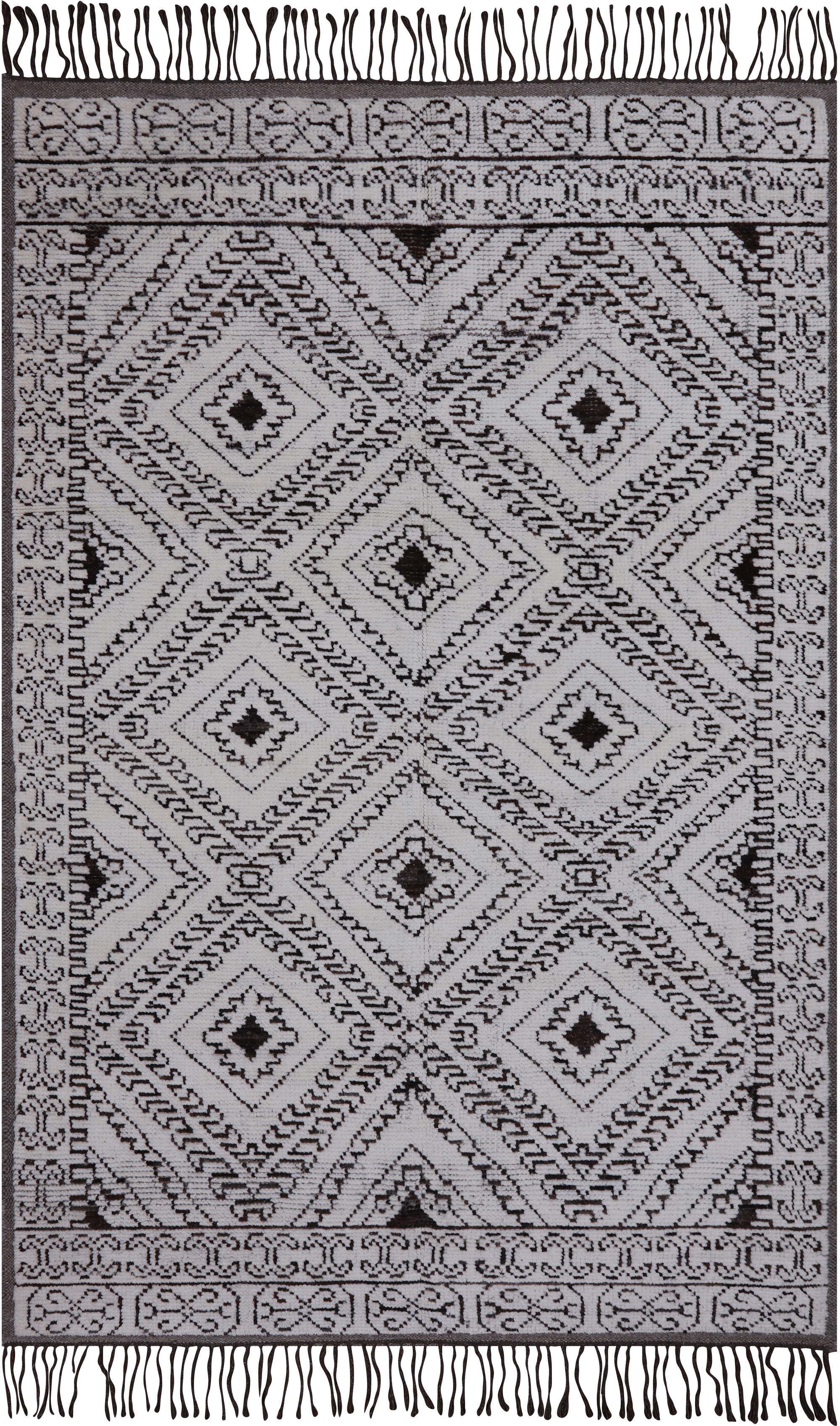 SUPER SALE Tribal Moroccan Hand Knotted Wool On Wool Rug - 5' 0" X 7' 8"