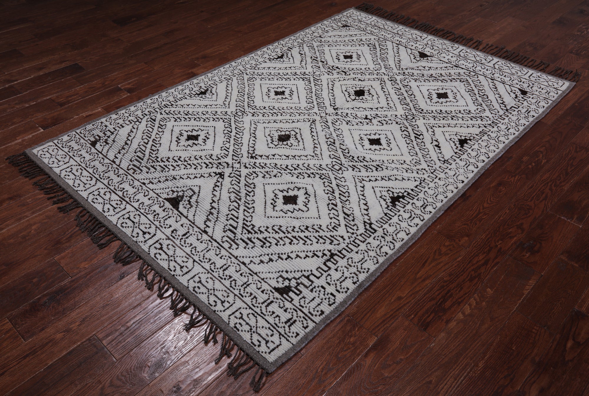 SUPER SALE Tribal Moroccan Hand Knotted Wool On Wool Rug - 5' 0" X 7' 8"