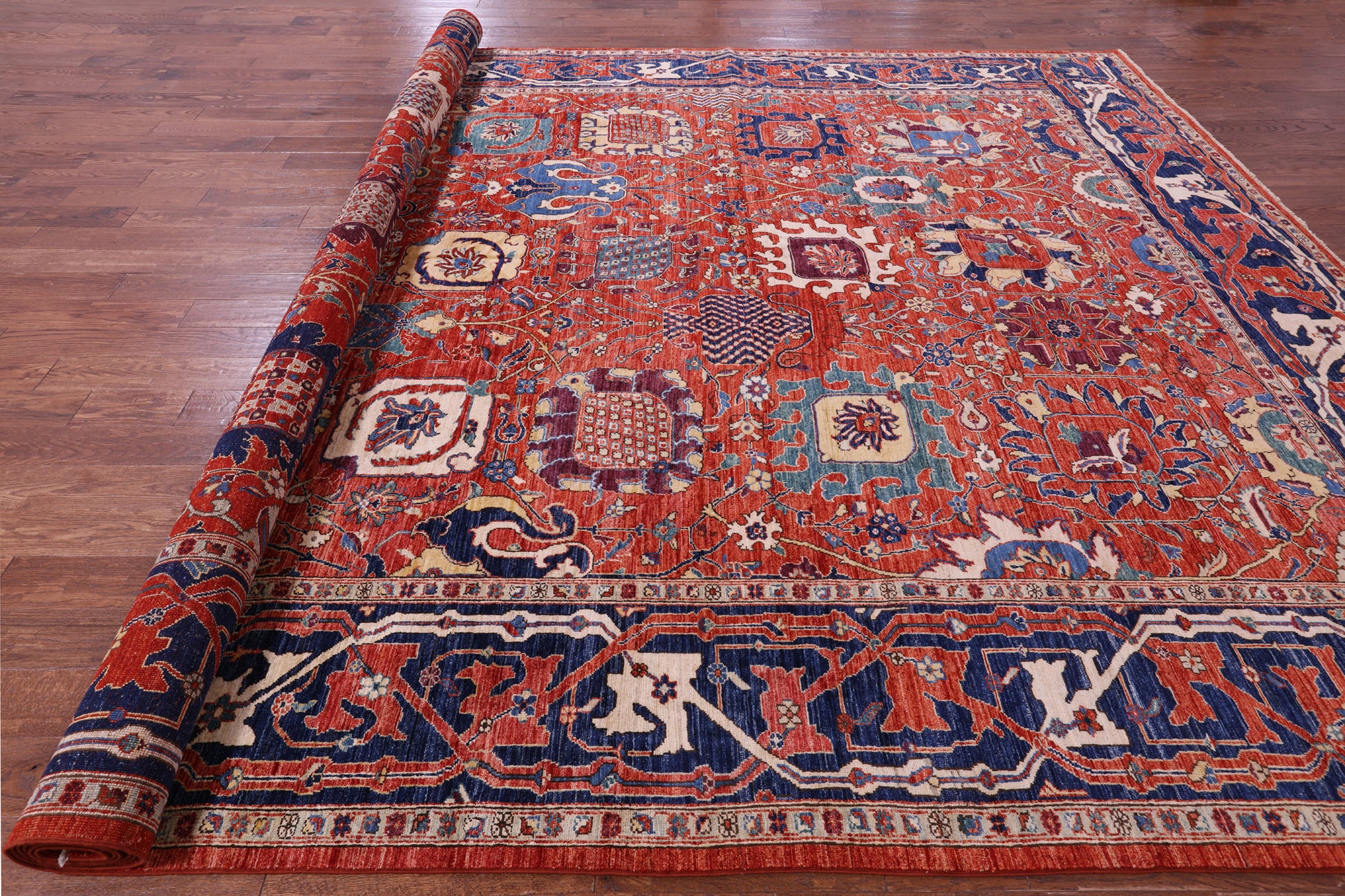 Persian Fine Serapi Handmade Wool Rug - 11' 1" X 17' 0" - Golden Nile