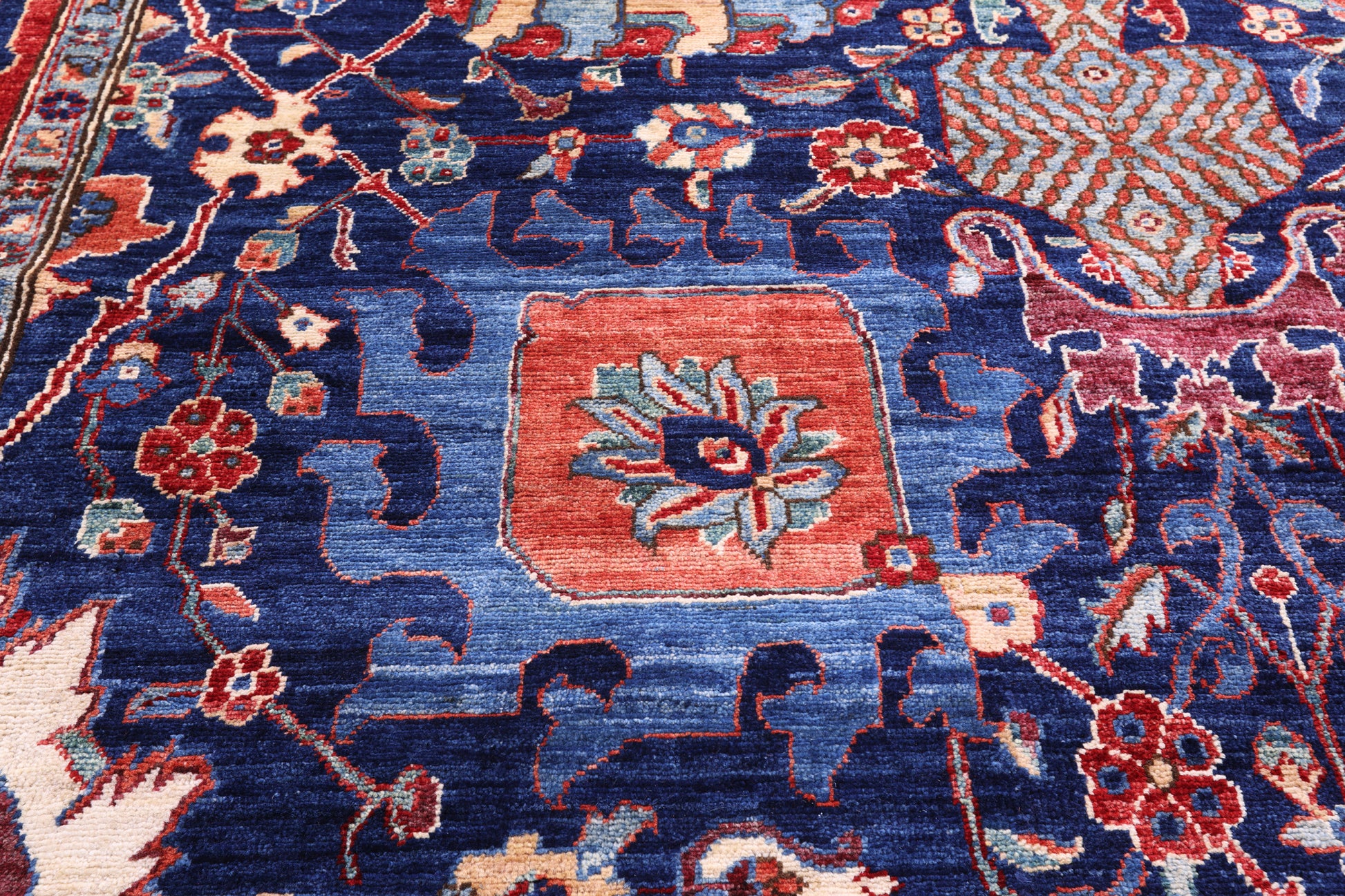 Blue Persian Fine Serapi Handmade Wool Rug - 10' 11" X 16' 7" - Golden Nile