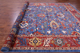 Blue Persian Fine Serapi Hand Knotted Wool Rug - 9' 11" X 13' 9" - Golden Nile