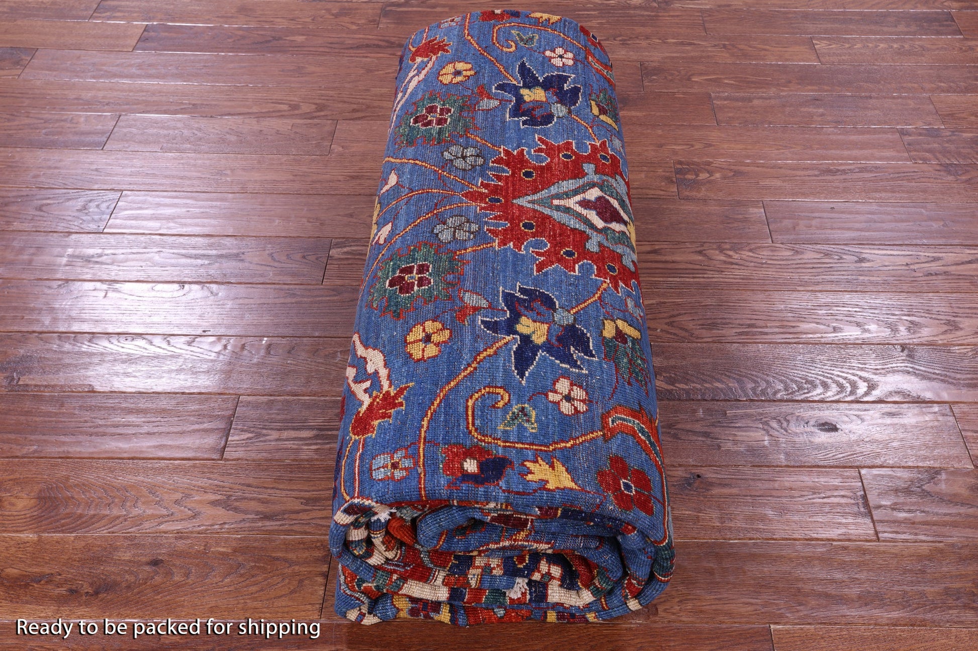 Blue Persian Fine Serapi Hand Knotted Wool Rug - 9' 11" X 13' 9" - Golden Nile