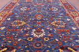 Blue Persian Fine Serapi Hand Knotted Wool Rug - 9' 11" X 13' 9" - Golden Nile