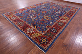 Blue Persian Fine Serapi Hand Knotted Wool Rug - 9' 11" X 13' 9" - Golden Nile