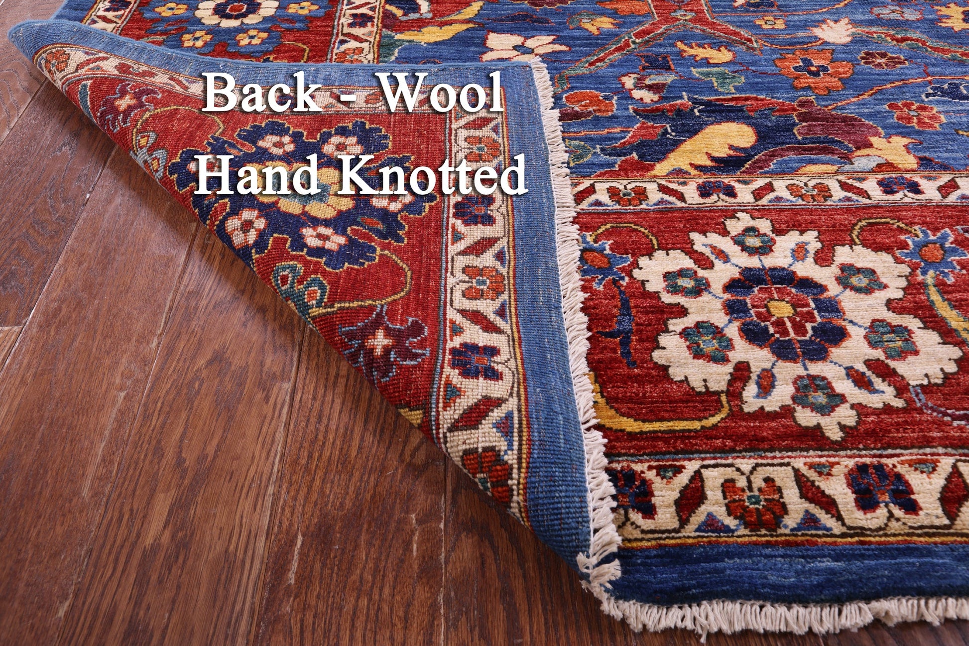 Blue Persian Fine Serapi Hand Knotted Wool Rug - 9' 11" X 13' 9" - Golden Nile