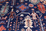 Blue Persian Fine Serapi Hand Knotted Wool Rug - 9' 10" X 13' 10" - Golden Nile