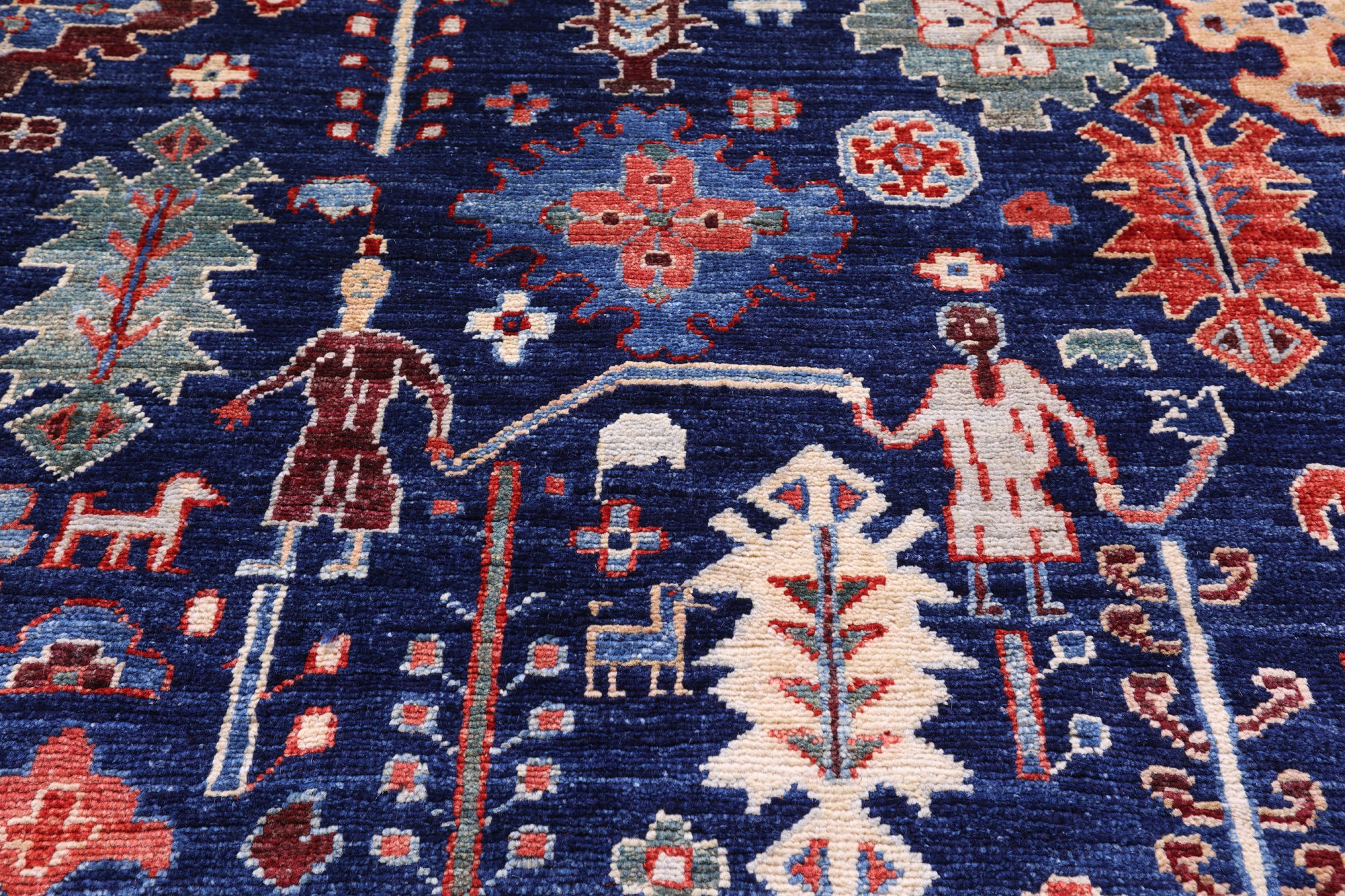 Blue Persian Fine Serapi Hand Knotted Wool Rug - 9' 10" X 13' 10" - Golden Nile