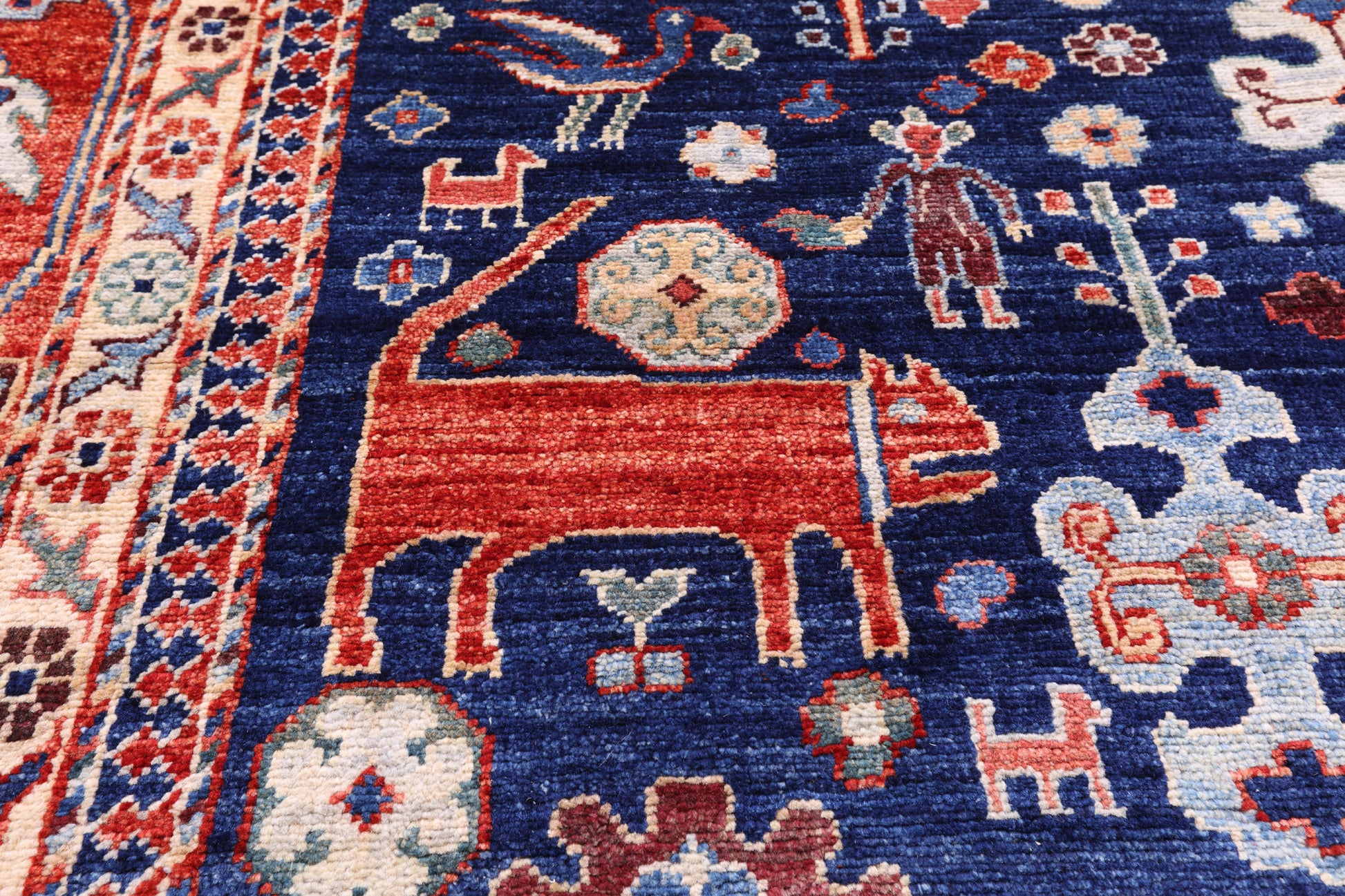 Blue Persian Fine Serapi Hand Knotted Wool Rug - 9' 10" X 13' 10" - Golden Nile