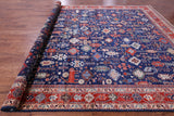 Blue Persian Fine Serapi Hand Knotted Wool Rug - 9' 10" X 13' 10" - Golden Nile