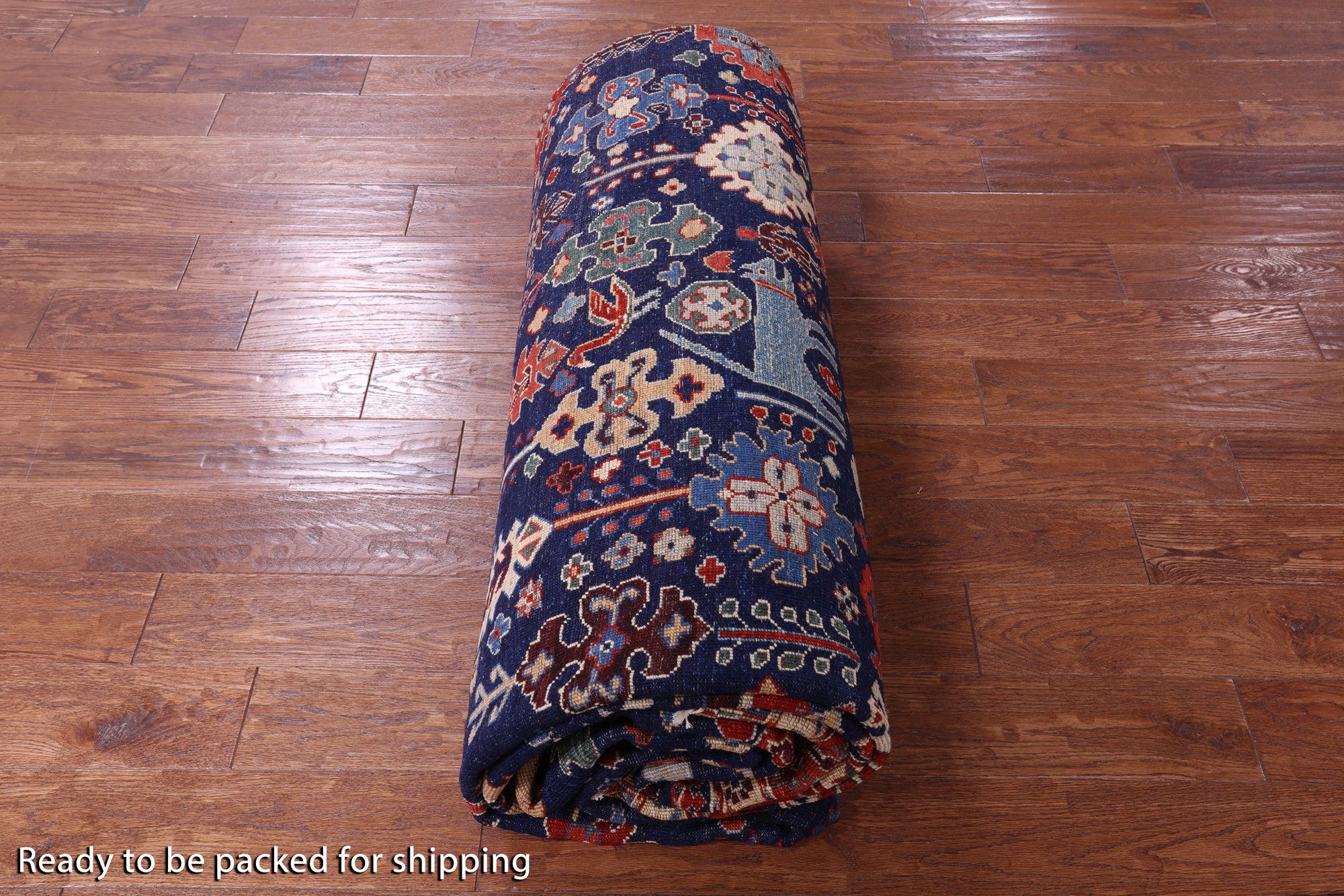 Blue Persian Fine Serapi Hand Knotted Wool Rug - 9' 10" X 13' 10" - Golden Nile