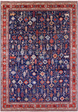 Blue Persian Fine Serapi Hand Knotted Wool Rug - 9' 10" X 13' 10" - Golden Nile