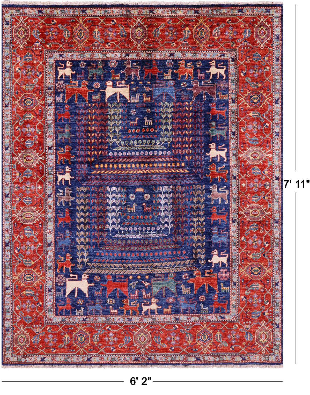Persian Fine Serapi Handmade Wool Rug - 6' 2" X 7' 11" - Golden Nile