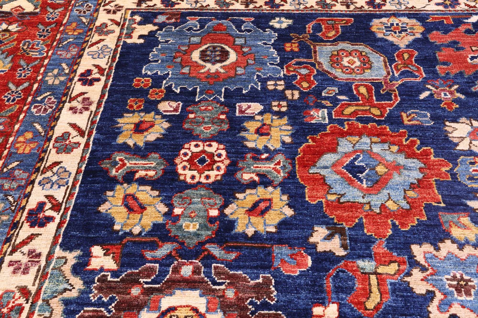 Blue Persian Fine Serapi Hand Knotted Wool Rug - 9' 10" X 13' 10" - Golden Nile