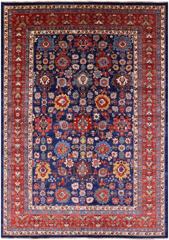 Blue Persian Fine Serapi Hand Knotted Wool Rug - 9' 10