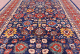 Blue Persian Fine Serapi Hand Knotted Wool Rug - 9' 10" X 13' 10" - Golden Nile