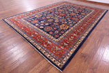 Blue Persian Fine Serapi Hand Knotted Wool Rug - 9' 10" X 13' 10" - Golden Nile