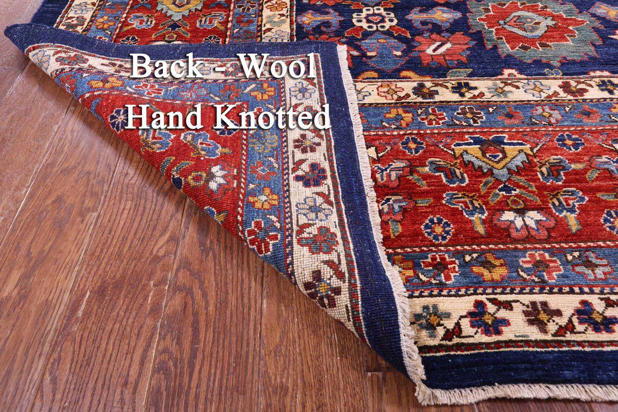 Blue Persian Fine Serapi Hand Knotted Wool Rug - 9' 10" X 13' 10" - Golden Nile