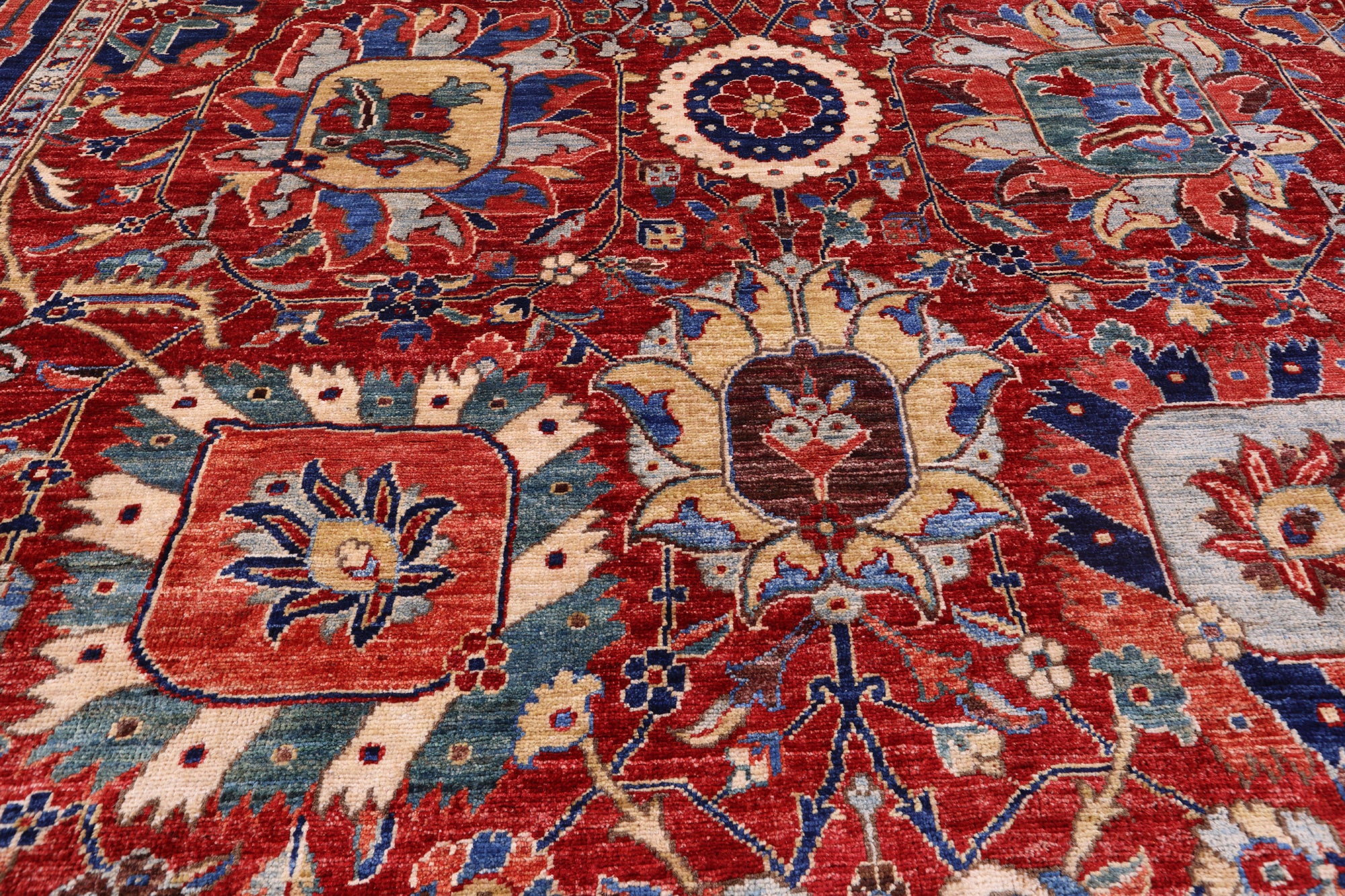 Persian Fine Serapi Hand Knotted Wool Rug - 11' 2" X 16' 4" - Golden Nile