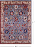 Blue Persian Fine Serapi Hand Knotted Wool Rug - 9' 11" X 13' 8" - Golden Nile