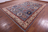 Blue Persian Fine Serapi Hand Knotted Wool Rug - 9' 11" X 13' 8" - Golden Nile