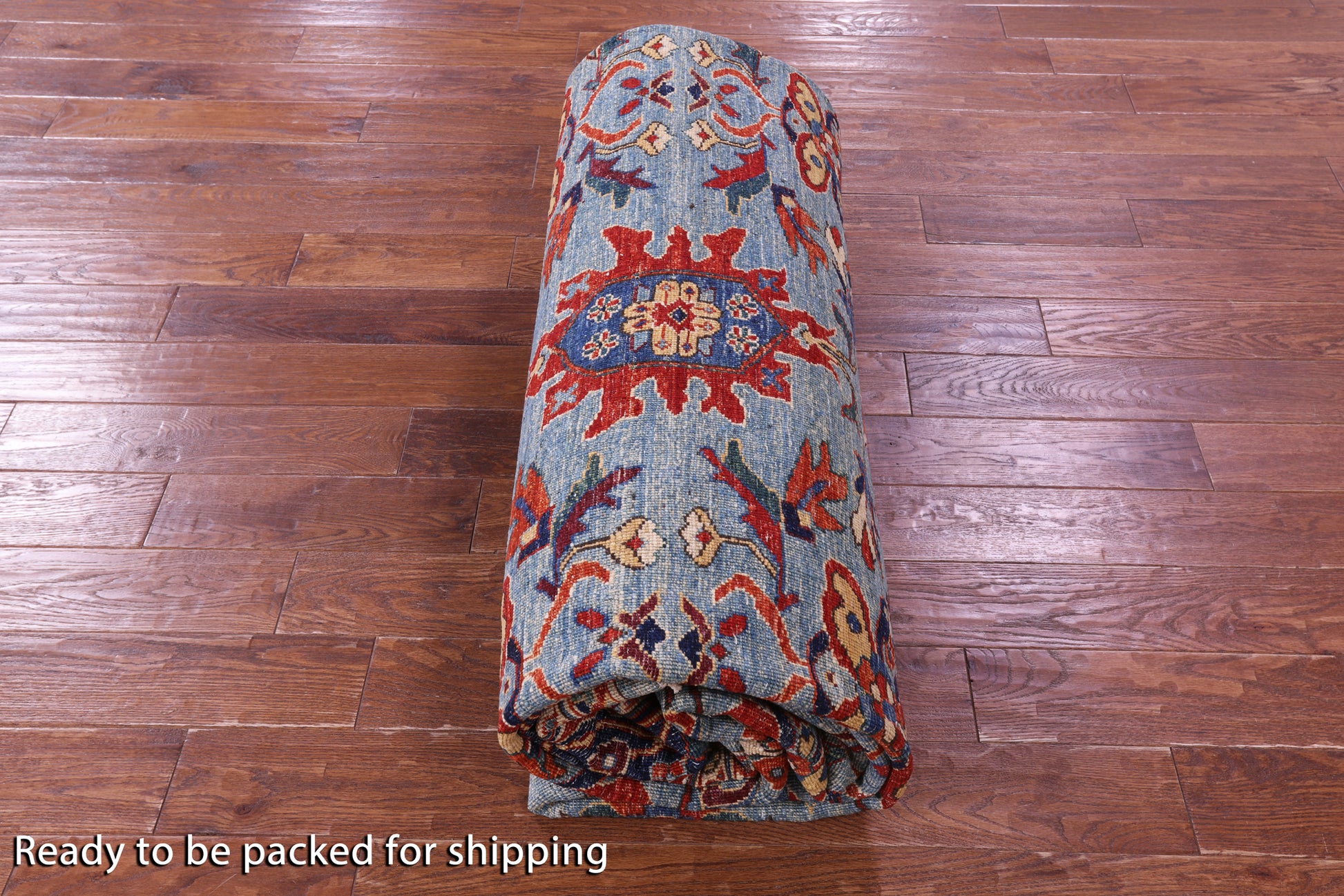 Blue Persian Fine Serapi Handmade Wool Rug - 9' 10" X 13' 6" - Golden Nile