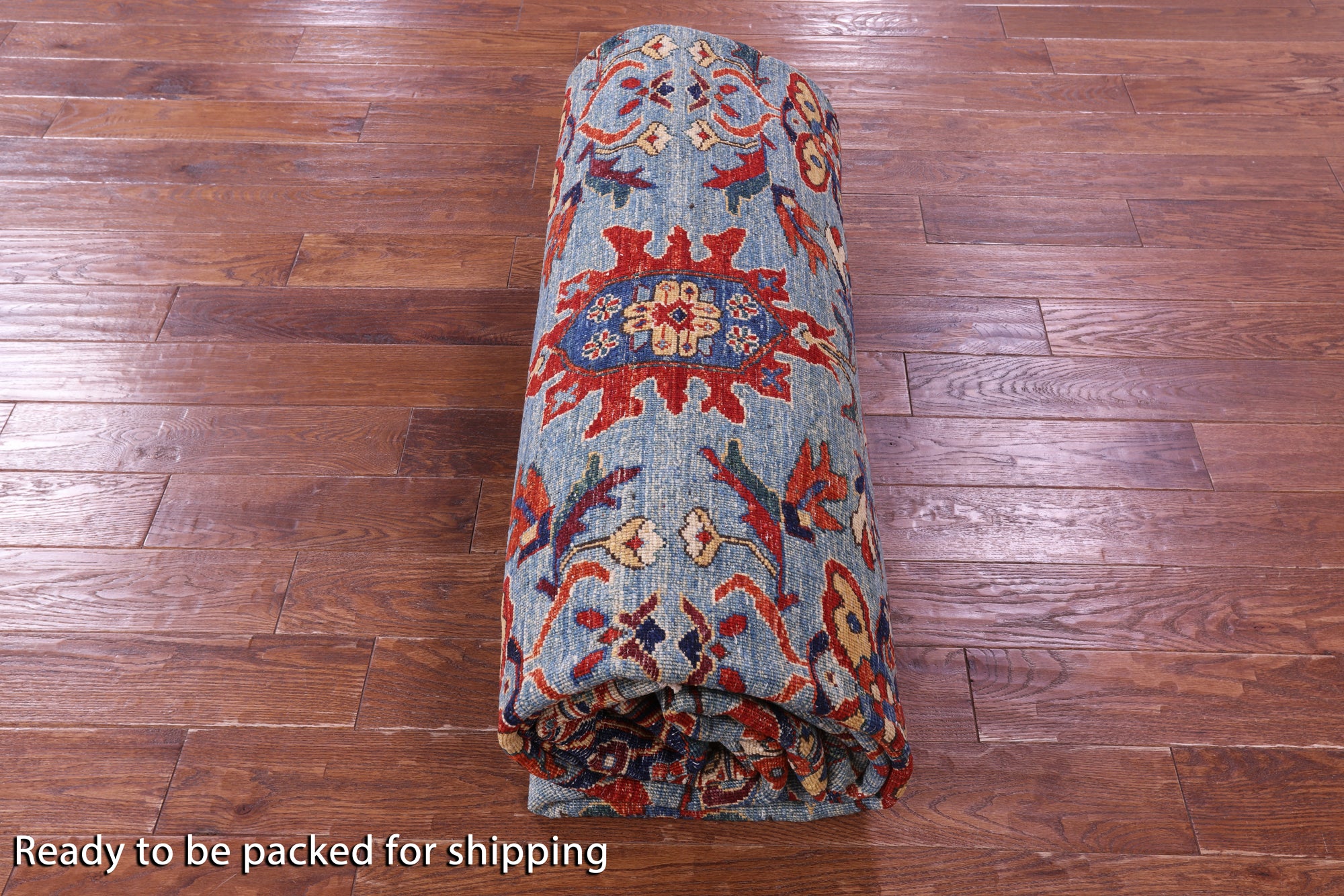 Blue Persian Fine Serapi Handmade Wool Rug - 9' 10" X 13' 6" - Golden Nile