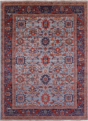 Blue Persian Fine Serapi Handmade Wool Rug - 9' 10