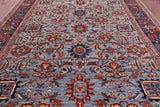 Blue Persian Fine Serapi Handmade Wool Rug - 9' 10" X 13' 6" - Golden Nile