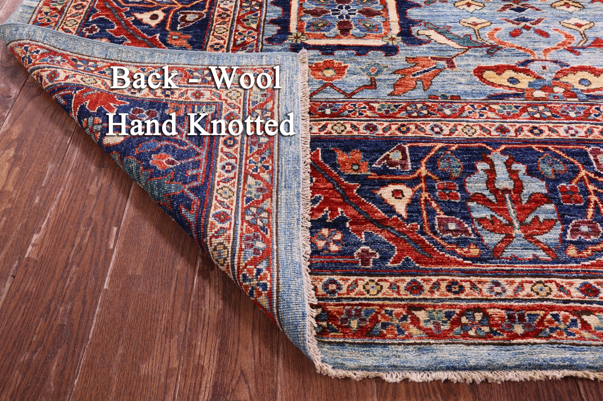 Blue Persian Fine Serapi Handmade Wool Rug - 9' 10" X 13' 6" - Golden Nile