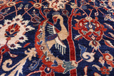 Blue Exotic Birds Persian Fine Serapi Hand Knotted Wool Rug - 9' 10" X 13' 9" - Golden Nile