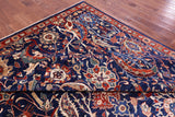 Blue Exotic Birds Persian Fine Serapi Hand Knotted Wool Rug - 9' 10" X 13' 9" - Golden Nile