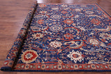 Blue Exotic Birds Persian Fine Serapi Hand Knotted Wool Rug - 9' 10" X 13' 9" - Golden Nile